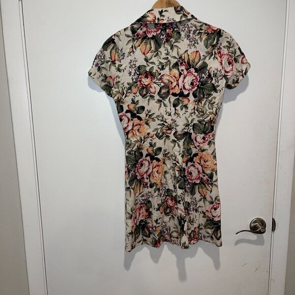 Olivacius Floral Short-Sleeve Button-Up Mini  Dress Women size Small - Picture 4 of 7